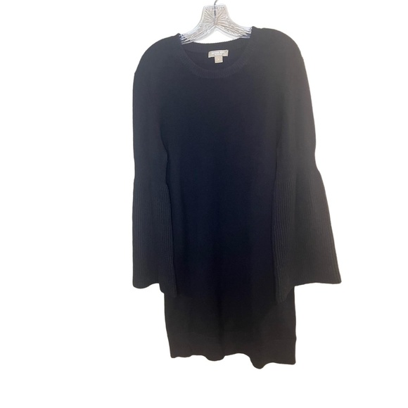 Michael Kors Collection Cashmere Sweater Dress Size L Black Knit Bell Sleeve